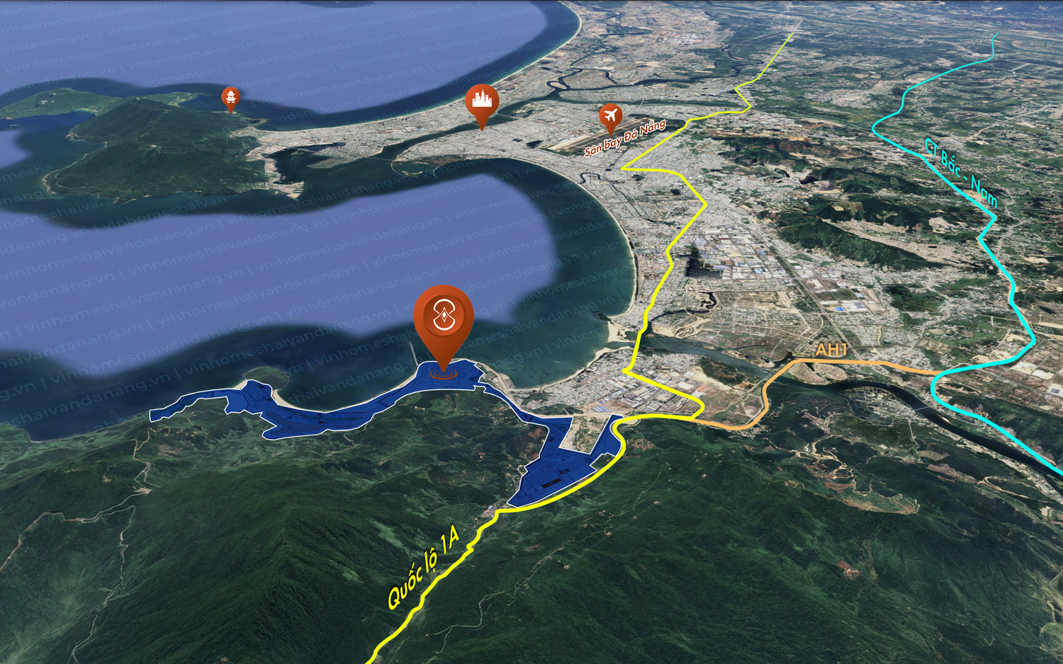 Vi tri Vinhomes Hai Van Bay 3D